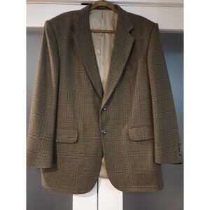 Stafford Lambswool Blazer Sz 43R Check Tweed Plaid Sport Coat